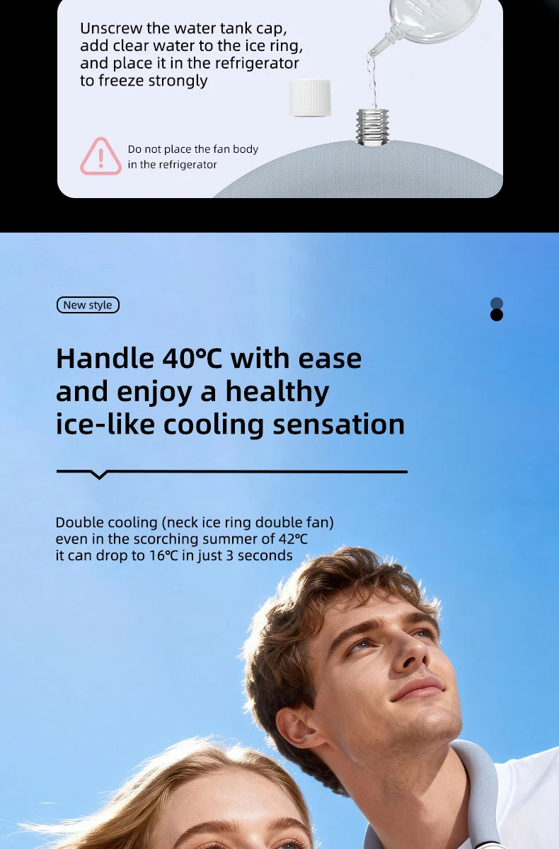 Portable Neck Fan High Speed Turbine Powerful Airflow Bladeless Cooling Fan Handheld Sport Fan for Travel Outdoor Wear