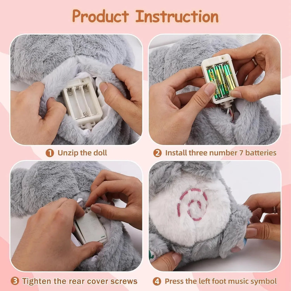 Cuddly Koala Plush Sleep Aid with Soft Glow Night Light Calming Music and Simulated Breathing Comforting Bedtime Comfort Toys
