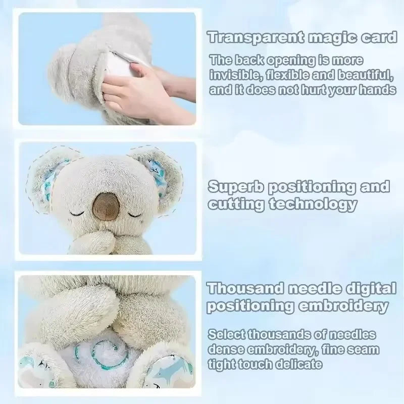 Cuddly Koala Plush Sleep Aid with Soft Glow Night Light Calming Music and Simulated Breathing Comforting Bedtime Comfort Toys