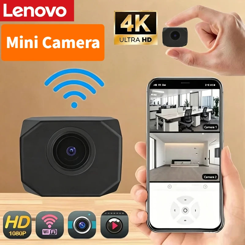 Lenovo 4K 1080P HD Mini WiFi Camera AP Hotspot Remote Monitor Portable Small Camcorder Home Security Surveillance Smart Camera