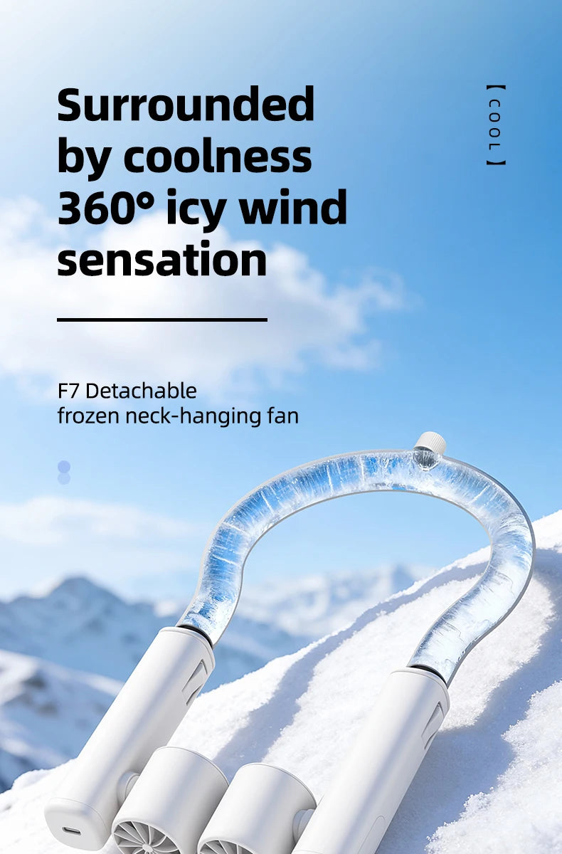 Portable Neck Fan High Speed Turbine Powerful Airflow Bladeless Cooling Fan Handheld Sport Fan for Travel Outdoor Wear