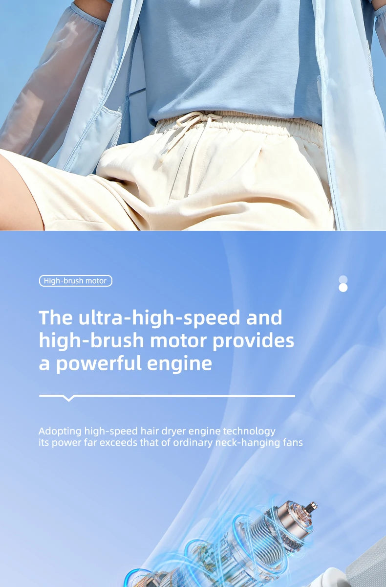 Portable Neck Fan High Speed Turbine Powerful Airflow Bladeless Cooling Fan Handheld Sport Fan for Travel Outdoor Wear