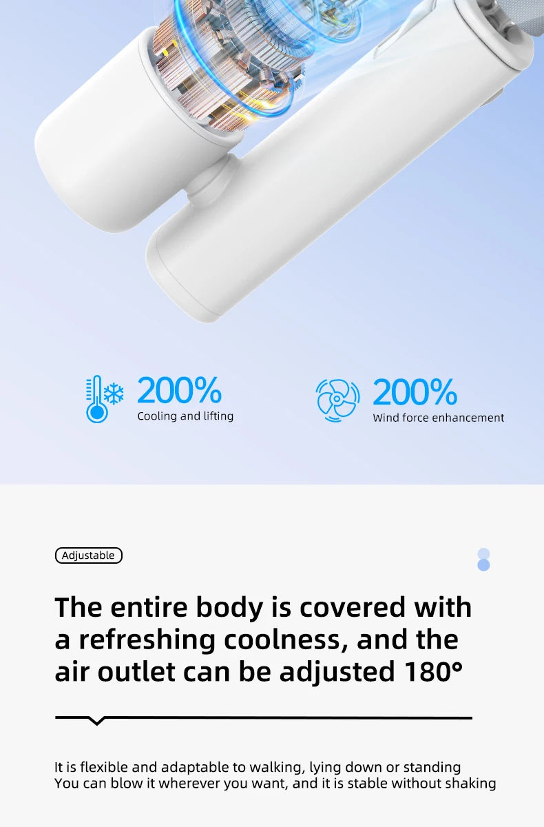 Portable Neck Fan High Speed Turbine Powerful Airflow Bladeless Cooling Fan Handheld Sport Fan for Travel Outdoor Wear