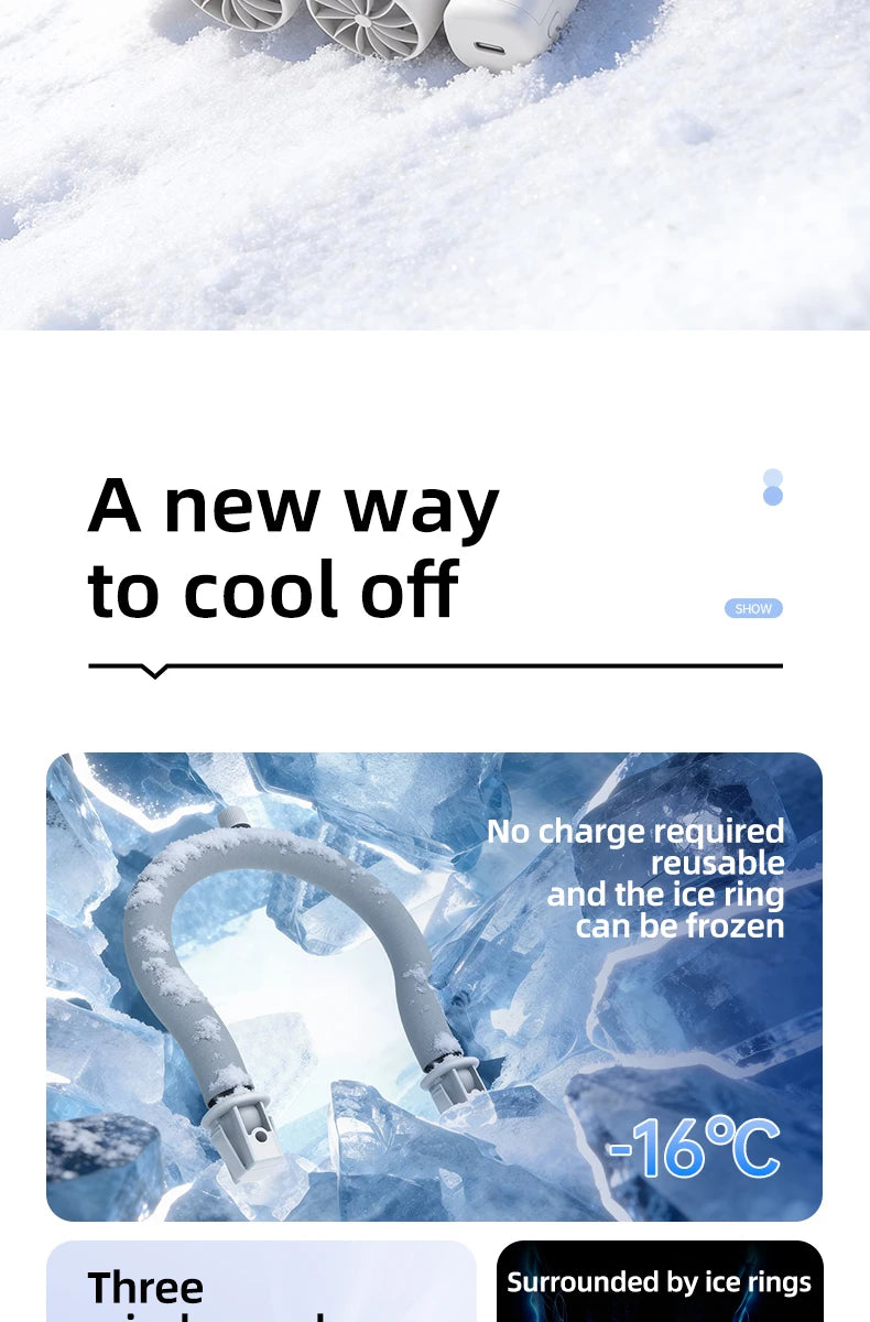 Portable Neck Fan High Speed Turbine Powerful Airflow Bladeless Cooling Fan Handheld Sport Fan for Travel Outdoor Wear